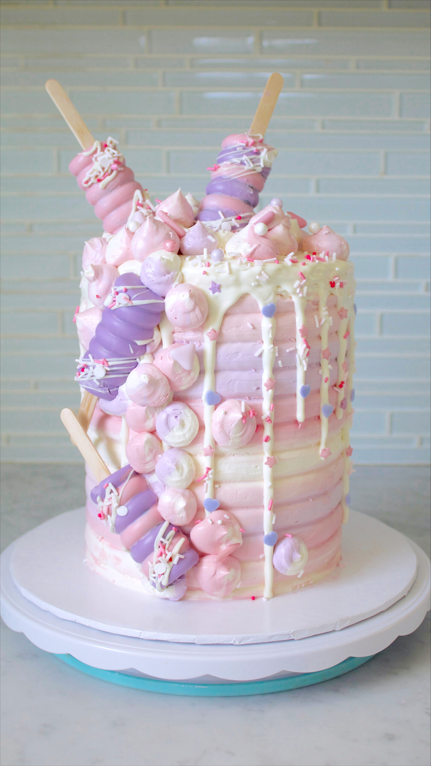 beautiful pastel cake pink and purple